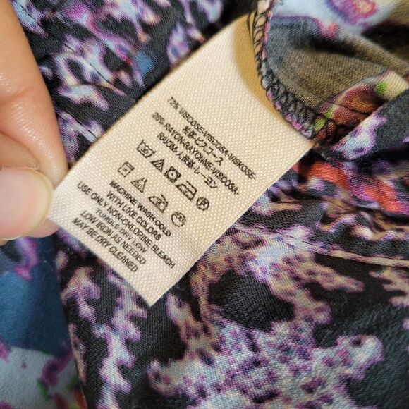 Free People Womens Pull On Printed Skinny Pants Size Medium Purple Pockets Boho - Picture 5 of 9